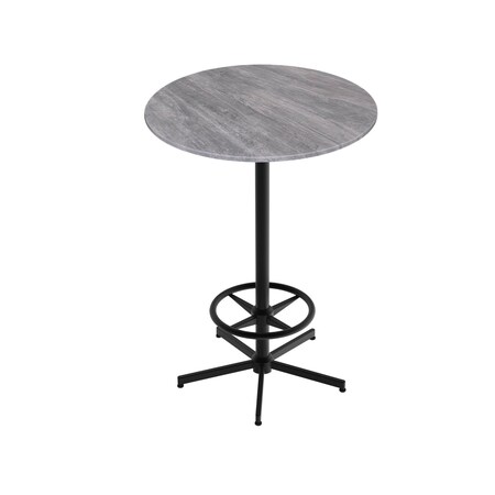 Holland Bar Stool Co 42 Tall OD216 Black Table Base w32 Diameter Greystone Top, IndoorOutdoor OD21642BWODS32RGryStn